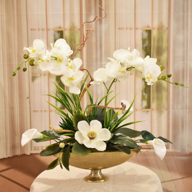Primrue Faux Silk Orchid Arrangement in Vase & Reviews Wayfair